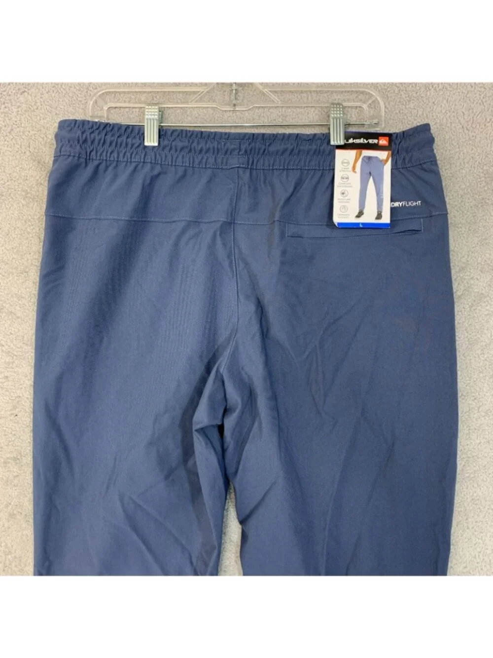 NWT Quiksilver Dryflight Men's L Navy Blue Pants Moisture-Wicking  Joggers